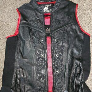Speed & Strength Women's riding vest, embroidered with corset bodice and buckles